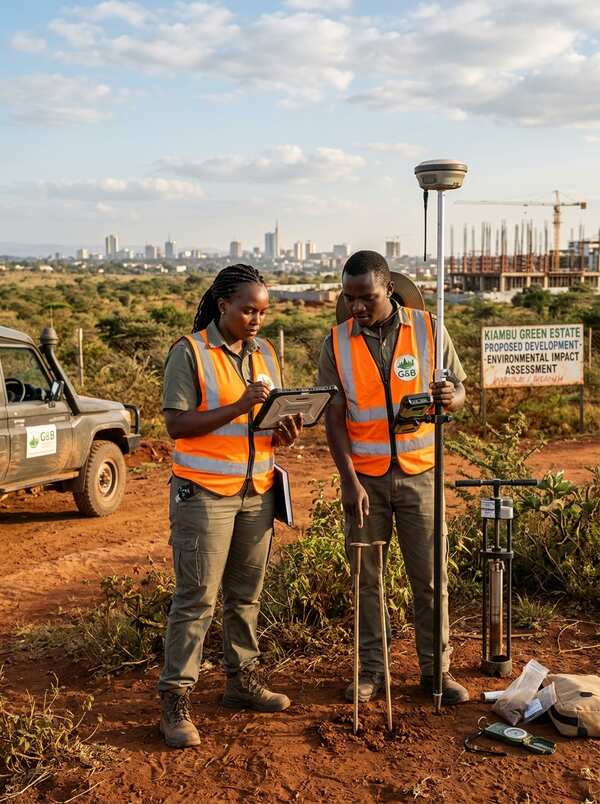 G&B Environmental Consultancy conducting an Environmental Impact Assessment survey at a green estate development in Kiambu, Kenya